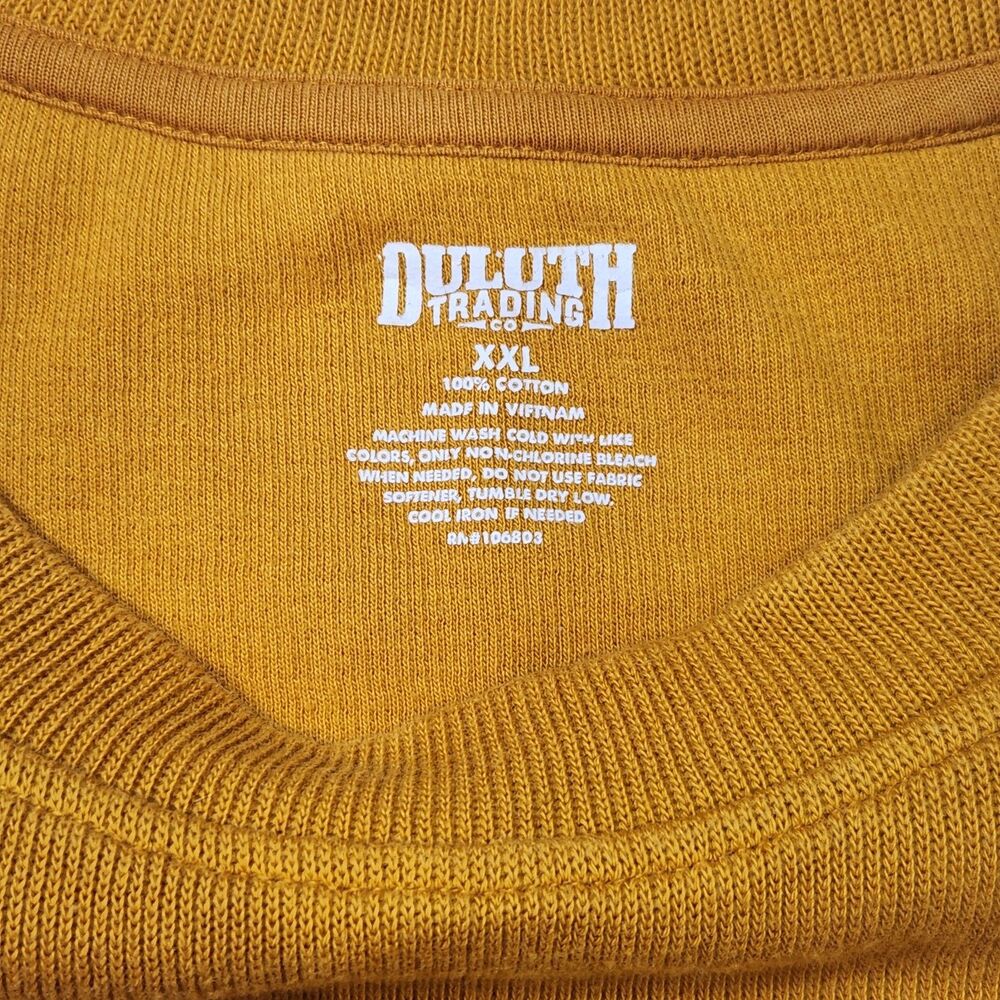 Duluth Trading Co XXL Yellow Crew Neck Cotton Knit Sweatshirt Front Pocket - Picture 2 of 6
